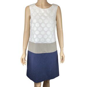Peserico Womens‎ Dress Size 42 US 6 White Blue ColorBlock Sleeveless Shift